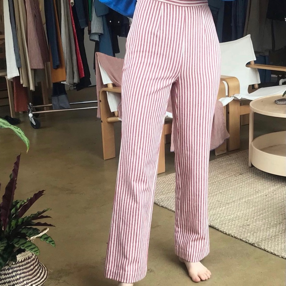 High-Waist Pink Stripe Women’s Jeans